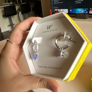 Sterling Silver Lavender Stone Hoop Earrings by BP.